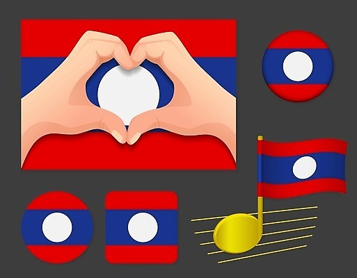 EPS 해외이미지 물결 일러스트 사랑 세트 쪽지 깃발 심볼 사인 라오스 고립 해외일러스트 감정 아시아 파일형식 벡터 이미지허브