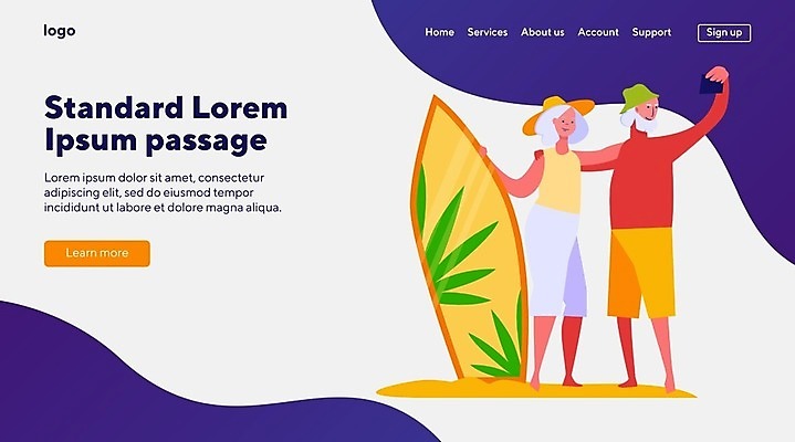 EPS 해외이미지 전신 디자인 여자 노년 남자 일러스트 어깨동무 휴가 들기 두명 보라색 웹 서핑보드 서핑 셀프카메라 서퍼 노인만 해외일러스트 컬러 포즈 인터넷 모션 운동선수 사람 성인 사진촬영 수상스포츠 보드_스포츠 성인만 파일형식 벡터 이미지허브