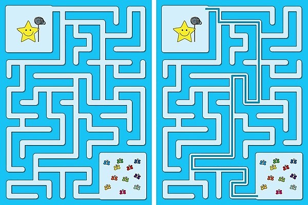 EPS 해외이미지 교육 별 길 나비 일러스트 유치원 잡기 그물 가르침 만화 연습 윤곽 미로 해결 해외일러스트 자연요소 곤충 모션 파일형식 벡터 이미지허브