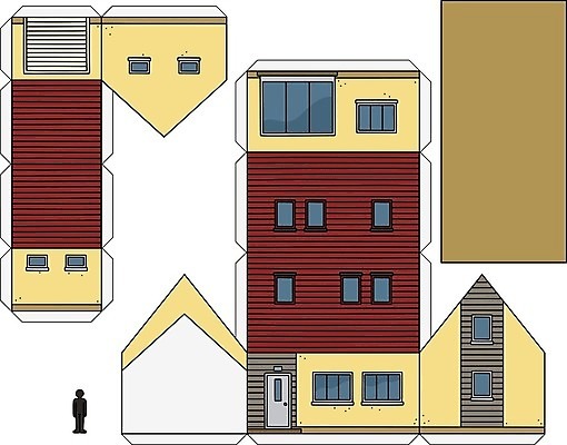 EPS 해외이미지 모델 종이 일러스트 건축양식 가족 지붕 주택 건물 빨간색 장난감 만화 자르기 리빙 접착제 차고 해외일러스트 건축물 건축 컬러 관계 모션 풀_접착제 파일형식 벡터 이미지허브