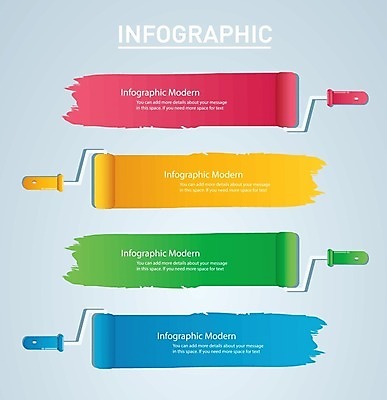 EPS 해외이미지 일러스트 사람없음 세트 페인트 인포그래픽 공구 롤러 페인트붓 단계 해외일러스트 도구 붓 파일형식 벡터 이미지허브
