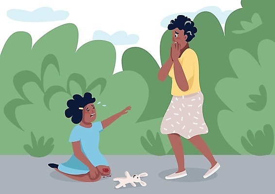 EPS 해외이미지 전신 여자 딸 어린이 일러스트 모녀 엄마 서기 앉기 성인 두명 놀람 상처 무릎꿇기 입가림 토끼인형 손뻗기 넘어짐 다침 여자만 해외일러스트 감정 인형 가족 모션 표정 사람 가림 토끼 파일형식 벡터 이미지허브