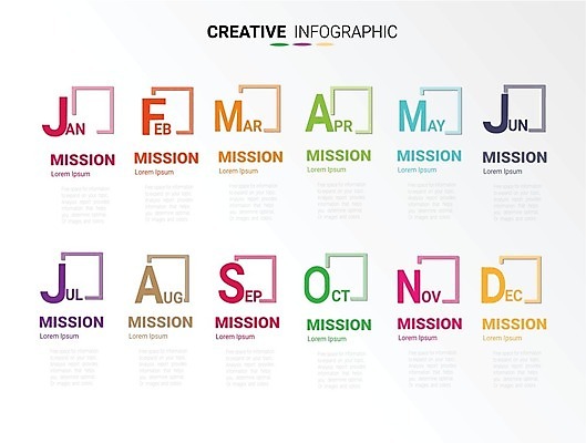 EPS 해외이미지 일러스트 사람없음 인포그래픽 연결 단계 월 프로젝트 해외일러스트 날짜 파일형식 벡터 이미지허브