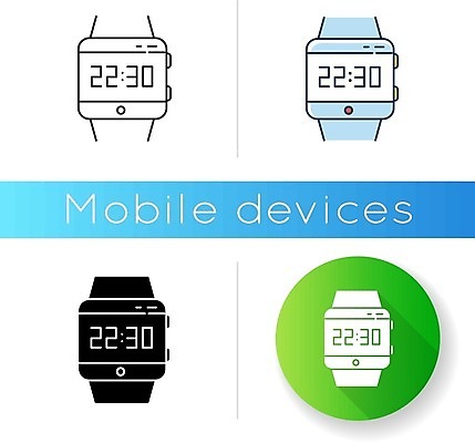 EPS 해외이미지 일러스트 사람없음 세트 시간 원형 스마트워치 해외일러스트 도형 스마트기기 웨어러블 파일형식 벡터 이미지허브