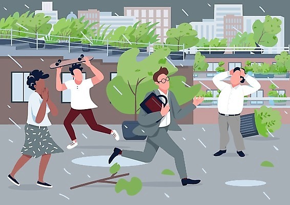 EPS 해외이미지 전신 나무 여자 남자 서류가방 일러스트 여러명 성인 건물 달리기 계단 놀람 위험 태풍 비바람 성인만 해외일러스트 식물 건축물 감정 다수 컨셉 가방 모션 바람 표정 사람 자연재해 파일형식 벡터 이미지허브