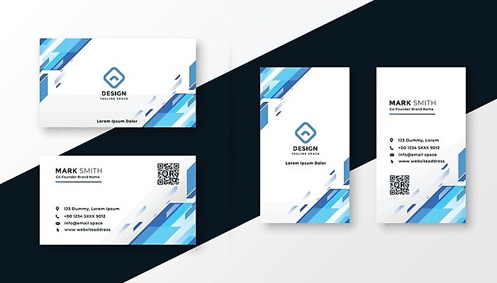 EPS 해외이미지 템플릿 하늘색 비즈니스 명함 명함템플릿 사람없음 파란색 세트 업무 QR코드 브랜딩 컬러 작업 파일형식 벡터 이미지허브