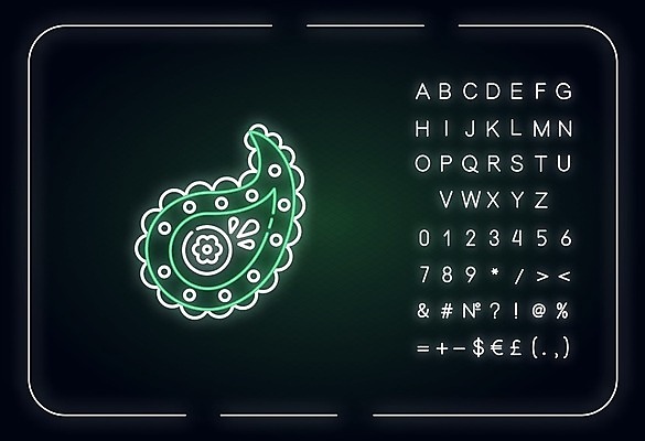 EPS 해외이미지 일러스트 사람없음 네온 페이즐리 해외일러스트 무늬 파일형식 벡터 이미지허브