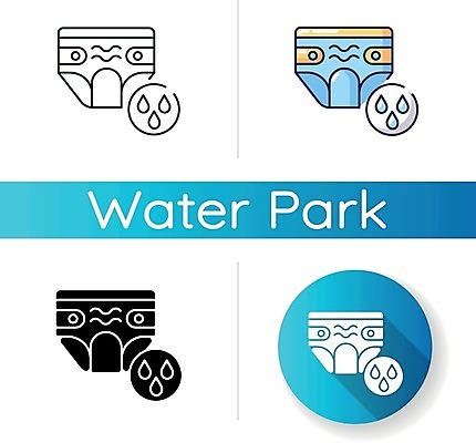 EPS 해외이미지 일러스트 사람없음 세트 원형 기저귀 방수 워터파크 해외일러스트 도형 수영장 아기용품 파일형식 벡터 이미지허브