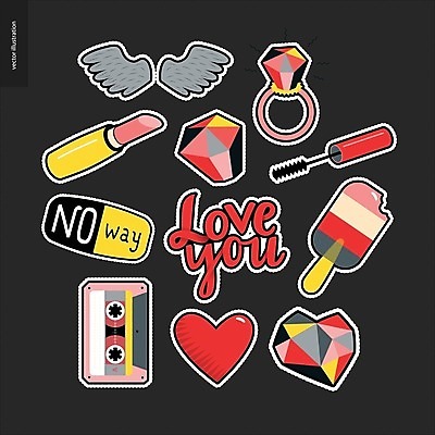 EPS 해외이미지 손 디자인 문장 스티커 날개 일러스트 아이스크림 키스 사랑 소녀 세트 유행 립스틱 하트 반지 붓 카세트테이프 도움 낙서 바느질 손톱 만화 심볼 입술 사인 마스카라 코믹 테이프 다이아몬드 배지 자수 고립 바늘땀 양발 스타일 해외일러스트 모양 문자 여자 감정 어린이 컨셉 장신구 문구용품 디저트 신체부위 화장품 보석 애정표현 파일형식 벡터 음식 사람 뷰티 표현 광석 오브젝트 이미지허브