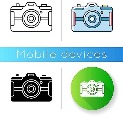 EPS 해외이미지 일러스트 모바일 사람없음 세트 카메라 원형 모바일앱 해외일러스트 도형 전자제품 파일형식 벡터 이미지허브