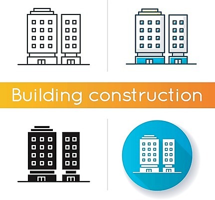 EPS 해외이미지 일러스트 빌딩 사람없음 건물 세트 원형 다세대주택 해외일러스트 도형 건축물 파일형식 벡터 이미지허브