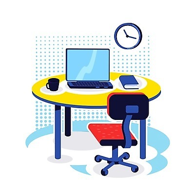 EPS 해외이미지 시계 의자 일러스트 탁자 직장 사람없음 노트북 컴퓨터 사무실 업무 커피잔 만화 책상 해외일러스트 커피 가구 회사 비즈니스 잔 전자제품 작업 파일형식 벡터 이미지허브