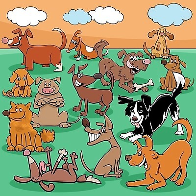 EPS 해외이미지 일러스트 뼈 앉기 사람없음 세트 눕기 팔짱 귀여움 강아지 만화 심플 해외일러스트 컨셉 모션 반려동물 개 파일형식 벡터 이미지허브