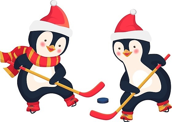 EPS 해외이미지 동물캐릭터 겨울 일러스트 산타모자 고글 사람없음 목도리 잡기 펭귄 아이스하키 하키채 펭귄캐릭터 퍽 해외일러스트 일러캐릭터 동물 캐릭터 모자_잡화 잡화 계절 크리스마스 모션 조류 겨울스포츠 하키 하키용품 파일형식 벡터 이미지허브