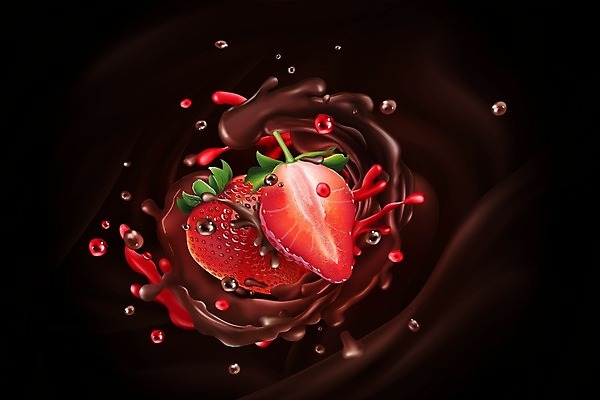 EPS 해외이미지 일러스트 재료 딸기 디저트 사람없음 초콜릿 해외일러스트 음식 과일 파일형식 벡터 이미지허브