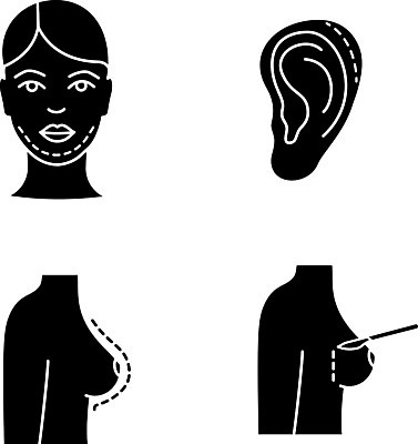 EPS 해외이미지 클립아트 모양 디자인 여자 실루엣 얼굴 신체 일러스트 병원 치료 세트 약 검은색 웹 화장품 환자 수술 가슴 심볼 피부 서비스 사인 귀 배지 팩 턱 순서 삭제 고립 더블 리프팅 상형문자 절개 해외일러스트 문자 컬러 인터넷 의학 촬영기법 사람 신체부위 뷰티 파일형식 벡터 이미지허브