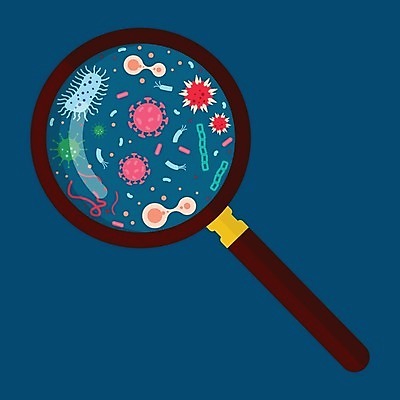 EPS 해외이미지 동물 디자인 과학 백그라운드 일러스트 유리 생물 세포 건강 컬러풀 플랫 바이러스 확대 질병 위험 만화 생물학 감염 전염 미생물 확대경 원시시대 박테리아 고립 전염병 스타일 해외일러스트 교육 컬러 컨셉 의학 재질 역사 파일형식 벡터 이미지허브