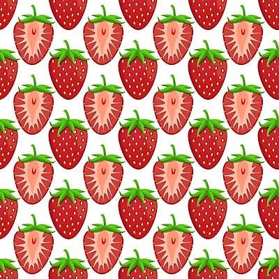 EPS 해외이미지 패턴 일러스트 딸기 디저트 사람없음 빨간색 해외일러스트 음식 컬러 무늬 과일 파일형식 벡터 이미지허브