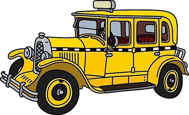 EPS 해외이미지 일러스트 자동차 사람없음 노란색 빈티지 클래식 복고 택시 클래식카 해외일러스트 육상교통 컬러 컨셉 승용차 파일형식 벡터 이미지허브