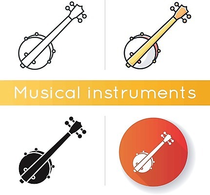 EPS 해외이미지 일러스트 사람없음 세트 원형 밴조 해외일러스트 도형 현악기 파일형식 벡터 이미지허브