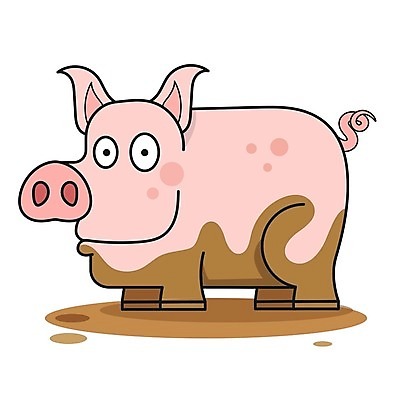 EPS 해외이미지 동물캐릭터 일러스트 사람없음 돼지 진흙 해외일러스트 일러캐릭터 동물 캐릭터 포유류 파일형식 벡터 이미지허브
