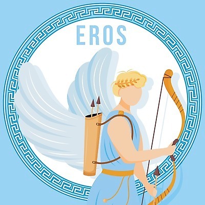 EPS 해외이미지 남자 하늘색 날개 일러스트 화살 한명 상반신 성인 타이포그라피 활 그리스로마신화 그리스신 에로스 화살통 성인남자한명만 해외일러스트 문자 1 통 사람 파란색 신_종교 신화 남자한명만 성인남자만 파일형식 벡터 이미지허브