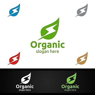 EPS 해외이미지 디자인 잎 사람없음 심볼 에코 유기농 바이오 번개모양 브랜딩 해외일러스트 모양 식물 웰빙 환경 번개 파일형식 벡터 이미지허브