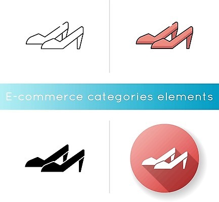 EPS 해외이미지 구두 일러스트 사람없음 세트 원형 하이힐 해외일러스트 도형 신발 여성화 파일형식 벡터 이미지허브