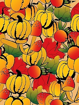 EPS 해외이미지 계절 열매 포스터 백그라운드 잎 패턴 일러스트 호박 미술 빨간색 버섯 할로윈 가을 낙서 인쇄 그림 해외일러스트 식물 컬러 무늬 채소 문화예술 파일형식 벡터 이미지허브