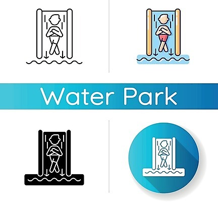 EPS 해외이미지 일러스트 사람모양 사람없음 세트 원형 워터슬라이드 워터파크 해외일러스트 모양 도형 수영장 파일형식 벡터 이미지허브