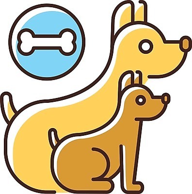 EPS 해외이미지 일러스트 뼈 앉기 사람없음 강아지 펫케어 해외일러스트 모션 관리 반려동물 개 파일형식 벡터 이미지허브