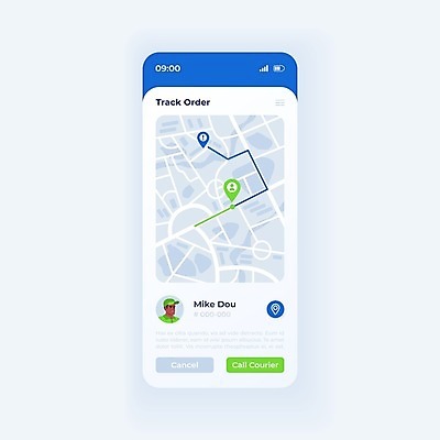 EPS 해외이미지 디자인 남자 지도 일러스트 모바일 한명 성인 스마트폰 디지털 스크린 플랫 어플리케이션 배달원 스마트 배송 서비스 레이아웃 위치 UI 루트 배송추적 인터페이스 목업 성인남자한명만 해외일러스트 직업 1 컨셉 사람 핸드폰 스마트기기 추적 남자한명만 성인남자만 파일형식 벡터 이미지허브