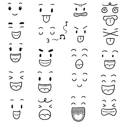 EPS 해외이미지 캐릭터 감정 선 일러스트 표정 사람없음 세트 낙서 만화 심플 코믹 손그림 이모티콘 해외일러스트 일러캐릭터 파일형식 벡터 이미지허브