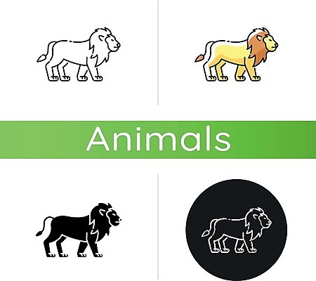 EPS 해외이미지 여러마리 일러스트 사람없음 세트 원형 사자 해외일러스트 도형 다수 포유류 파일형식 벡터 이미지허브