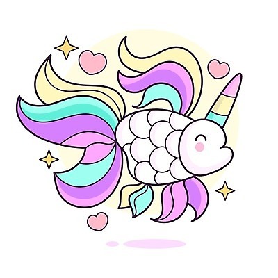 EPS 해외이미지 동물캐릭터 일러스트 뿔 어류 사람없음 컬러풀 유니콘 해외일러스트 일러캐릭터 동물 캐릭터 컬러 수중동물 파일형식 벡터 이미지허브