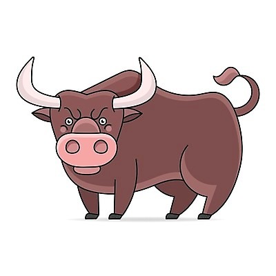 EPS 해외이미지 동물캐릭터 일러스트 사람없음 소 황소 해외일러스트 일러캐릭터 동물 캐릭터 포유류 파일형식 벡터 이미지허브