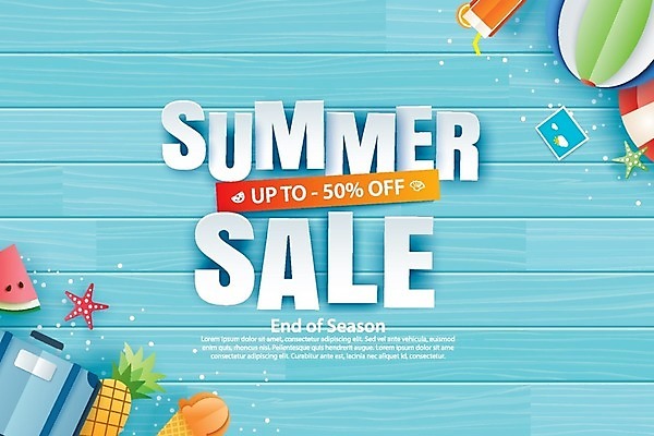 EPS 해외이미지 영어 하늘색 일러스트 아이스크림 불가사리 수박 타이포그라피 사람없음 세일 여행가방 오렌지주스 비치볼 파인애플 해외일러스트 문자 가방 과일 공 디저트 극피동물 바캉스용품 파란색 과일주스 열대과일 파일형식 벡터 이미지허브