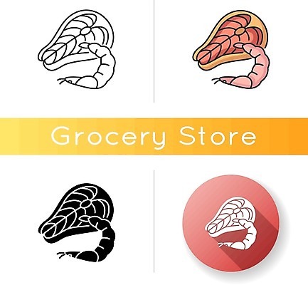 EPS 해외이미지 일러스트 새우 사람없음 세트 원형 연어 해외일러스트 도형 갑각류 어류 파일형식 벡터 이미지허브