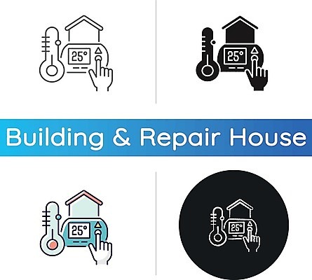 EPS 해외이미지 일러스트 사람없음 세트 원형 온도계 손모양 보일러 해외일러스트 모양 도형 파일형식 벡터 손_신체부위 이미지허브