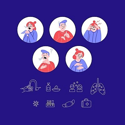 EPS 해외이미지 캐릭터 남자 감정 선 일러스트 병원 사람 약 고통 열 호흡기관 바이러스 질병 두통 감염 전염 고립 궤 엘리먼트 전염병 증상 해외일러스트 일러캐릭터 의학 장기_의학 파일형식 벡터 이미지허브