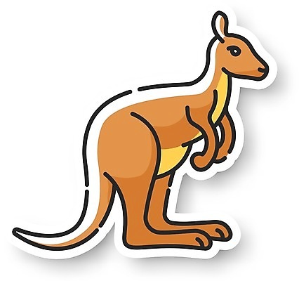 EPS 해외이미지 한마리 스티커 일러스트 사람없음 갈색 캥거루 해외일러스트 1 컬러 포유류 파일형식 벡터 이미지허브