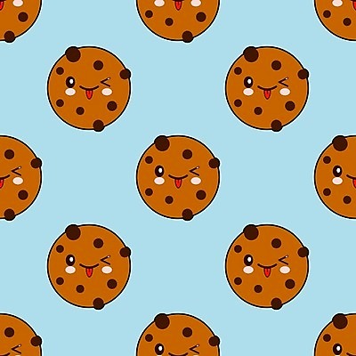 EPS 해외이미지 하늘색 패턴 일러스트 사람없음 음식캐릭터 초코칩쿠키 해외일러스트 일러캐릭터 캐릭터 음식 무늬 파란색 초코칩 초코쿠키 파일형식 벡터 이미지허브