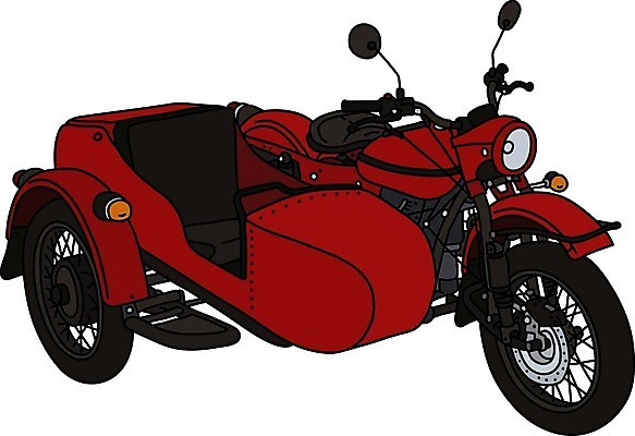 EPS 해외이미지 일러스트 사람없음 빨간색 검은색 오토바이 빈티지 클래식 복고 클래식카 해외일러스트 컬러 컨셉 승용차 바이크 파일형식 벡터 이미지허브