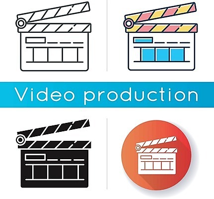 EPS 해외이미지 일러스트 사람없음 세트 원형 제조 클래퍼보드 비디오 해외일러스트 도형 파일형식 벡터 이미지허브