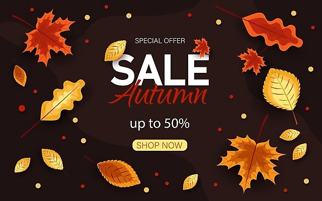 EPS 해외이미지 디자인 단풍 낙엽 일러스트 타이포그라피 사람없음 쇼핑 갈색 세일 검은색 원형 원형프레임 반값 해외일러스트 도형 문자 컬러 잎 프레임 파일형식 벡터 이미지허브