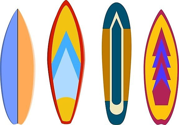 EPS 해외이미지 일러스트 사람없음 컬러풀 서핑보드 서핑 심플 해외일러스트 컬러 수상스포츠 보드_스포츠 파일형식 벡터 이미지허브