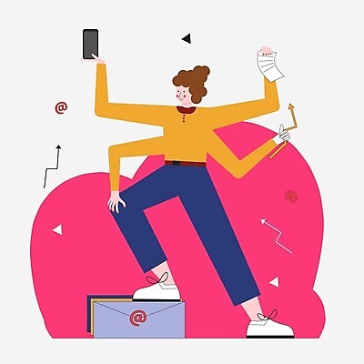 EPS 해외이미지 전신 여자 일러스트 한명 서기 들기 성인 스마트폰 이메일 문서 바쁨 밟기 성인여자한명만 해외일러스트 1 모션 사람 핸드폰 스마트기기 여자한명만 성인여자만 파일형식 벡터 이미지허브