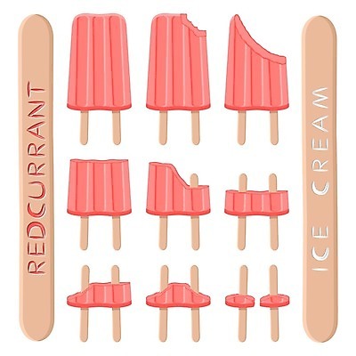 EPS 해외이미지 일러스트 아이스크림 디저트 사람없음 빨간색 세트 막대기 해외일러스트 음식 컬러 파일형식 벡터 이미지허브