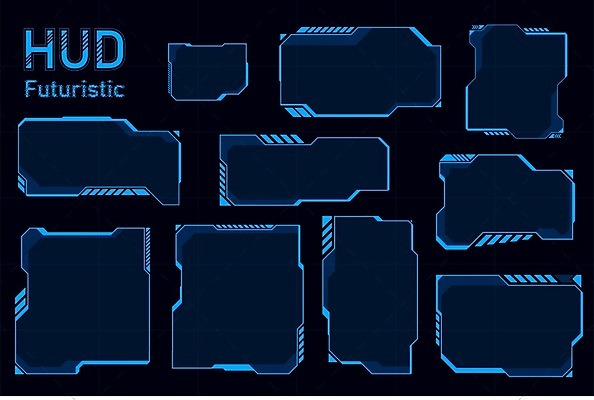 EPS 해외이미지 템플릿 일러스트 사람없음 그래픽 파란색 디지털 UI 계기판 인터페이스 가상 AI_인공지능 해외일러스트 컬러 파일형식 벡터 이미지허브