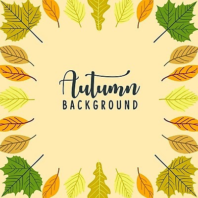 EPS 해외이미지 손글씨 백그라운드 단풍 낙엽 일러스트 나뭇잎 프레임 타이포그라피 사람없음 노란색 프레임일러스트 해외일러스트 문자 컬러 잎 파일형식 벡터 이미지허브